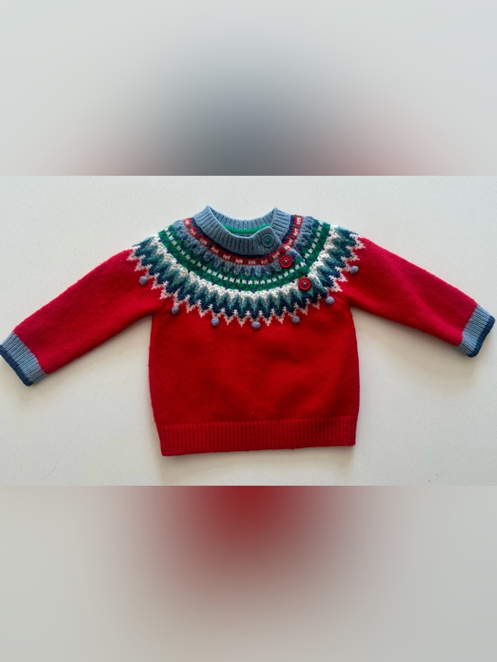 Baby Boden Fun Fairisle Yoke Sweater - Size 6/9 months